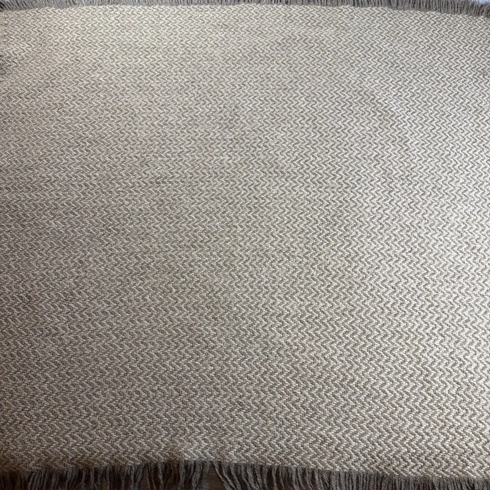John Branigan Weavers Throw Blanket Taupe Beige Alpaca Wool Fringe Ireland 4x3.5